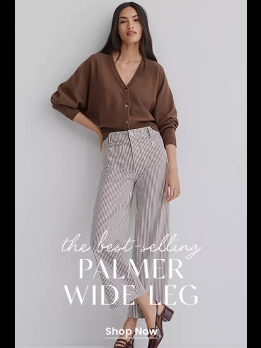 LOFT Palmer Wide Leg Cropped Pale Orange Seersucker Striped Chinos sz 14 - Picture 2 of 7